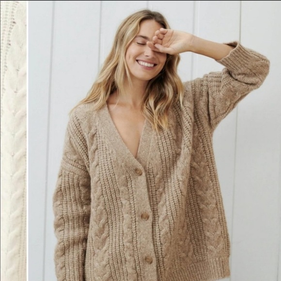 Jenni Kayne Cable Cocoon Cardigan Sand 